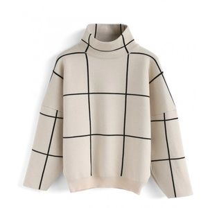 Cozy Thick Windowpane Sweater - Medium